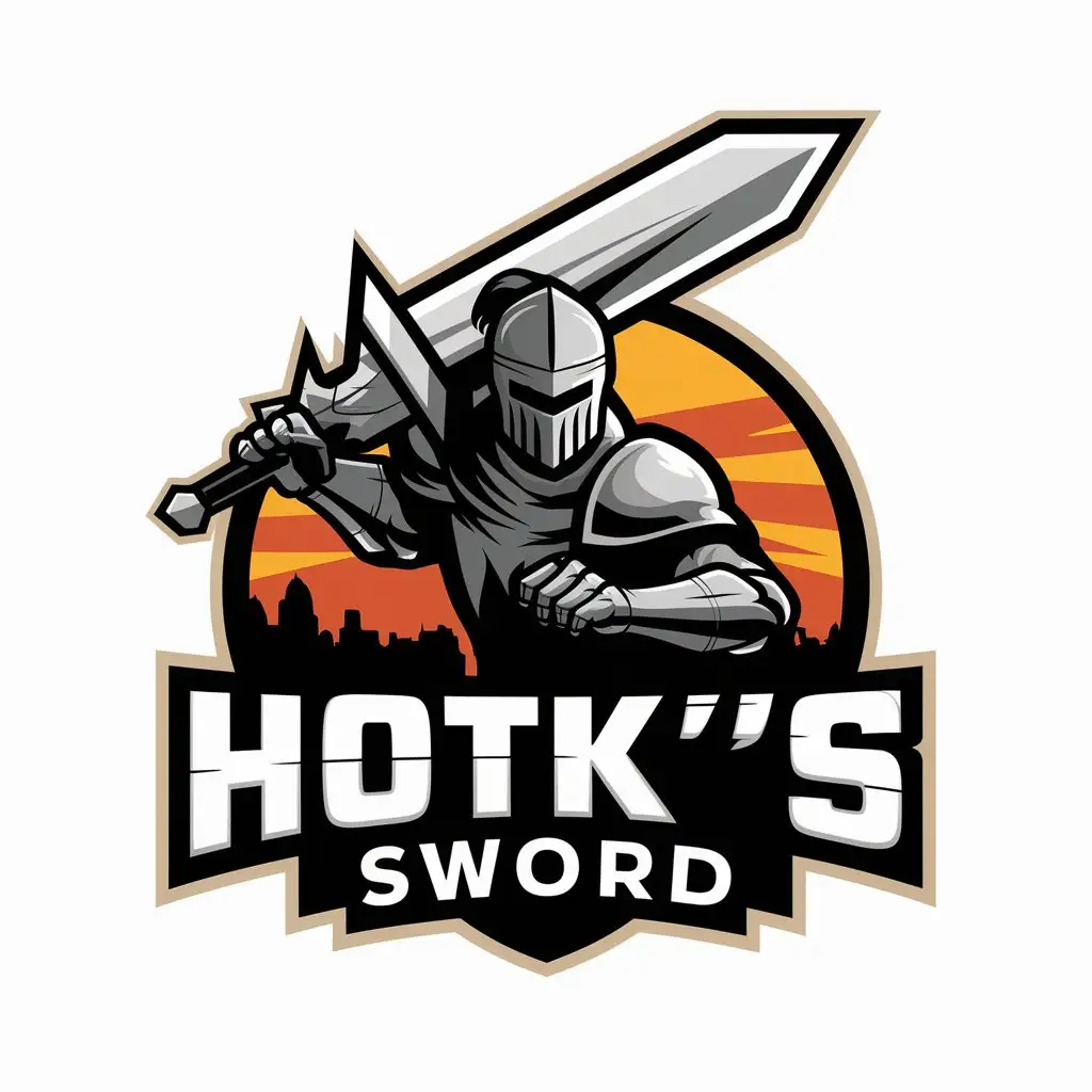 LOGO Design for HOTKs Sword Fearsome Black Knight Charging into Battle with Massive Sword