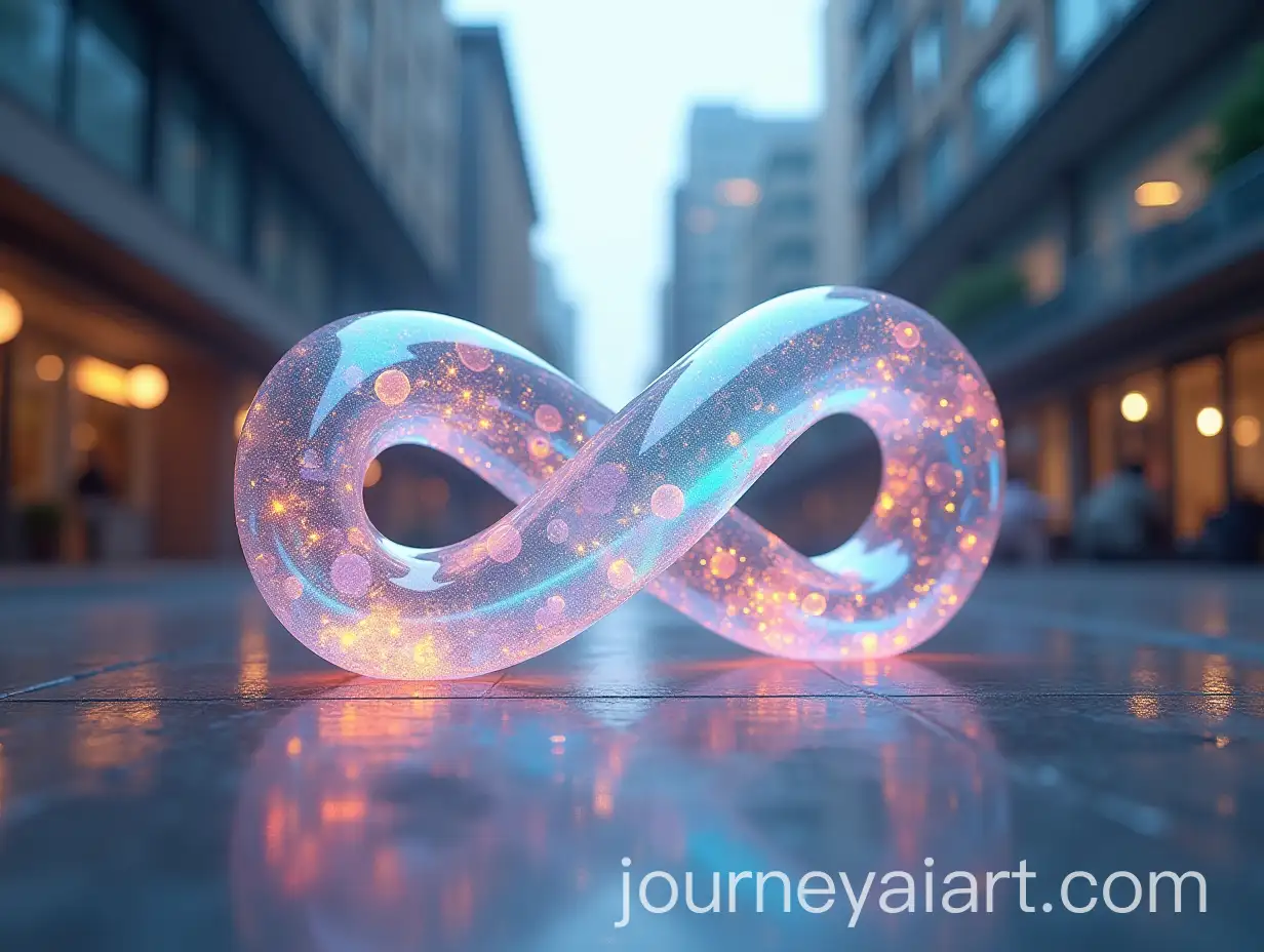 Iridescent-Opal-Mobius-Strip-in-an-Urban-Setting