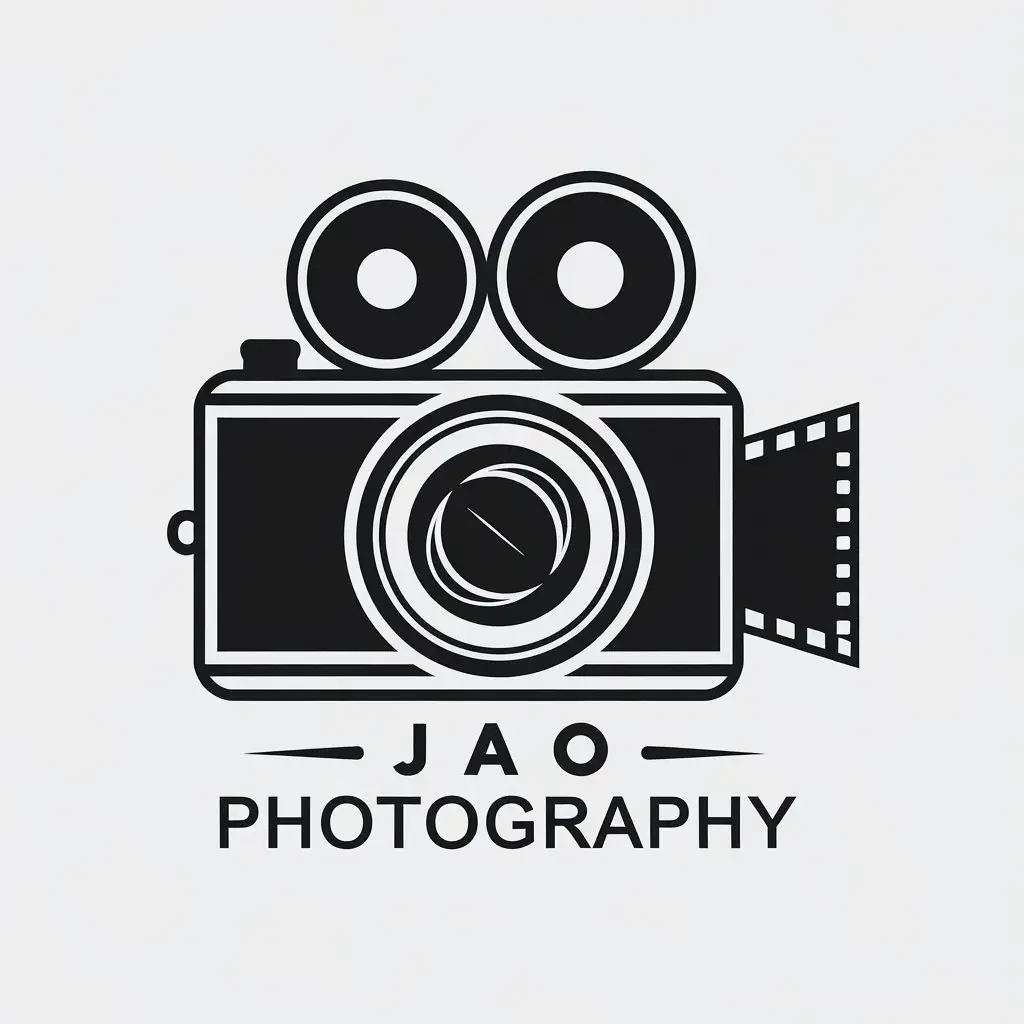 LOGO Design for JAO Photography Minimalistic Camera and Film Symbol with Clear Background