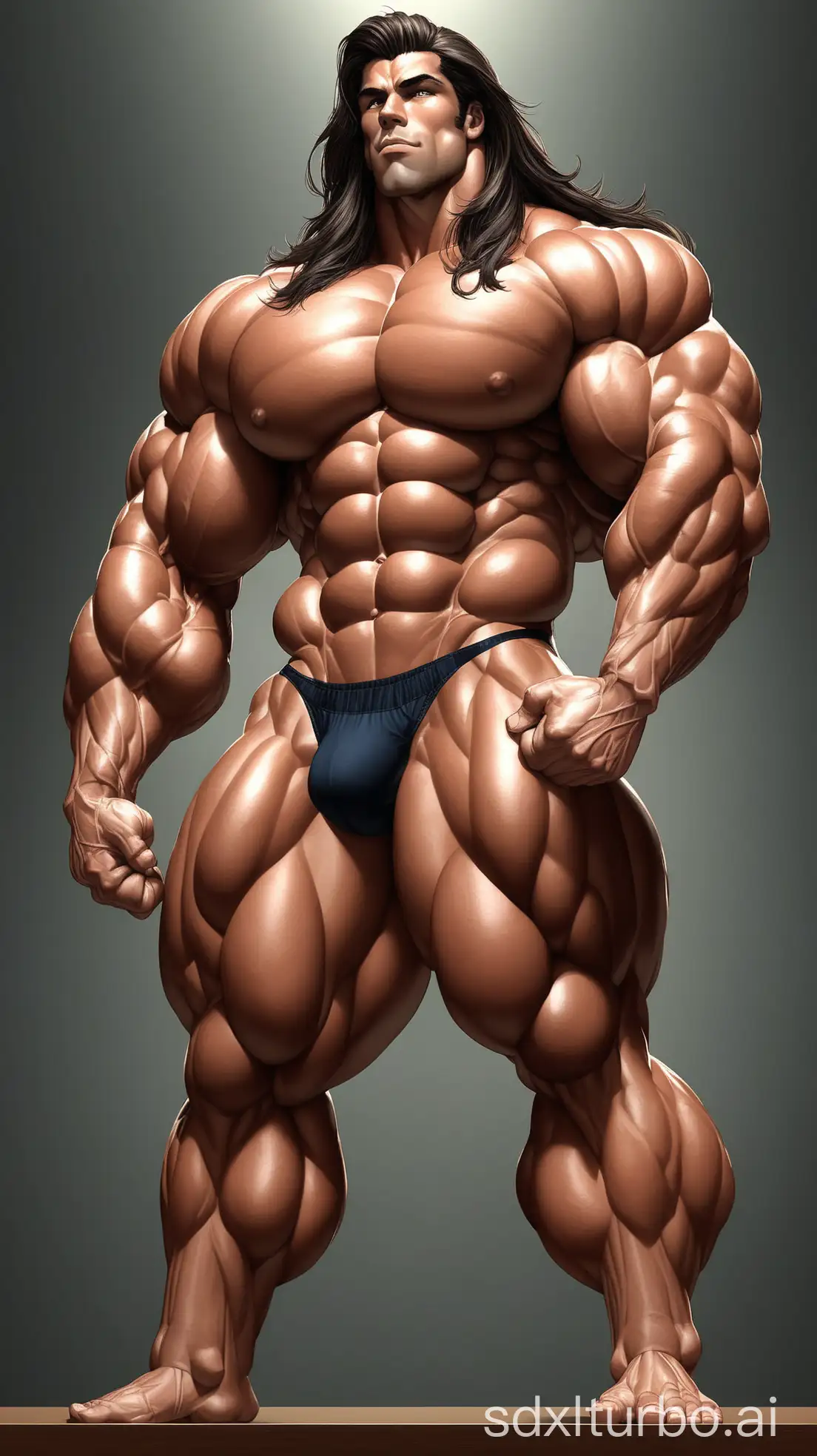 Giant-Muscular-Figure-with-Impressive-Physique-and-Raised-Arms