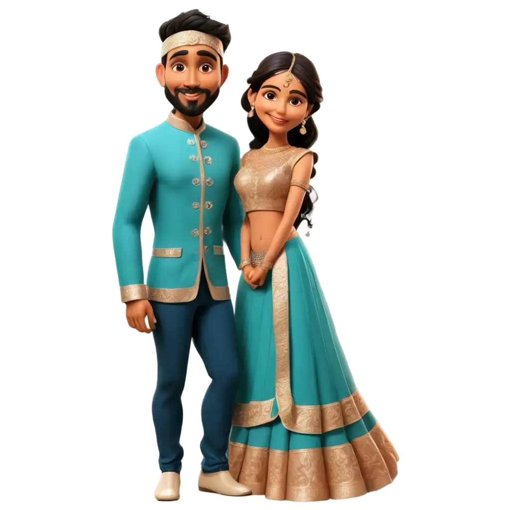 Indian-Wedding-Couple-Cartoon-PNG-Vibrant-and-Customizable-Wedding-Illustrations