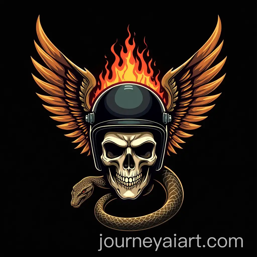 FieryAI-Image-Prompt-Expansion-Skull-Biker-Emblem-with-Brown-Wings-and-Snake-Wrapped-Motorcycle-Helmet