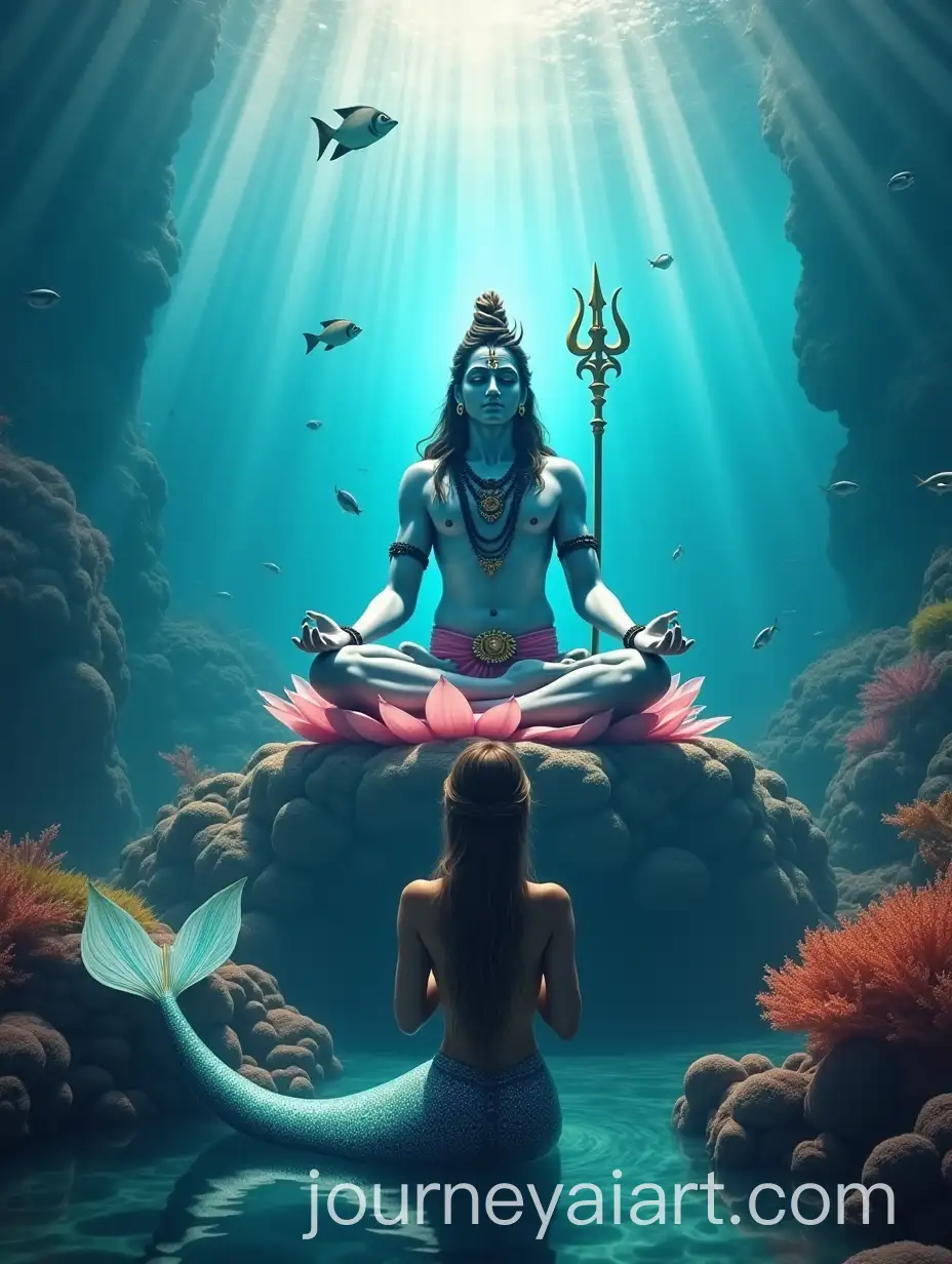 Lord-Shiva-Meditating-Underwater-with-Mermaid-and-Vibrant-Coral-Reefs