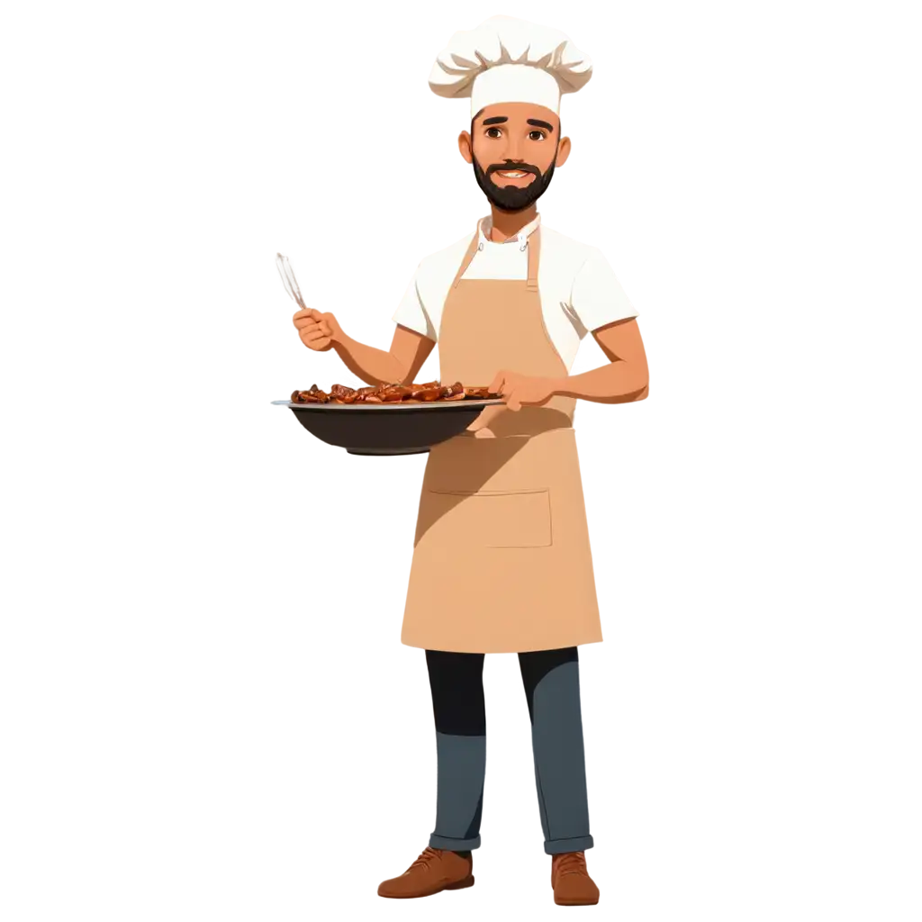 Cooking-Chef-Holding-BBQ-Plate-Cartoon-PNG-HighQuality-Clip-Art-for-Food-and-Culinary-Projects