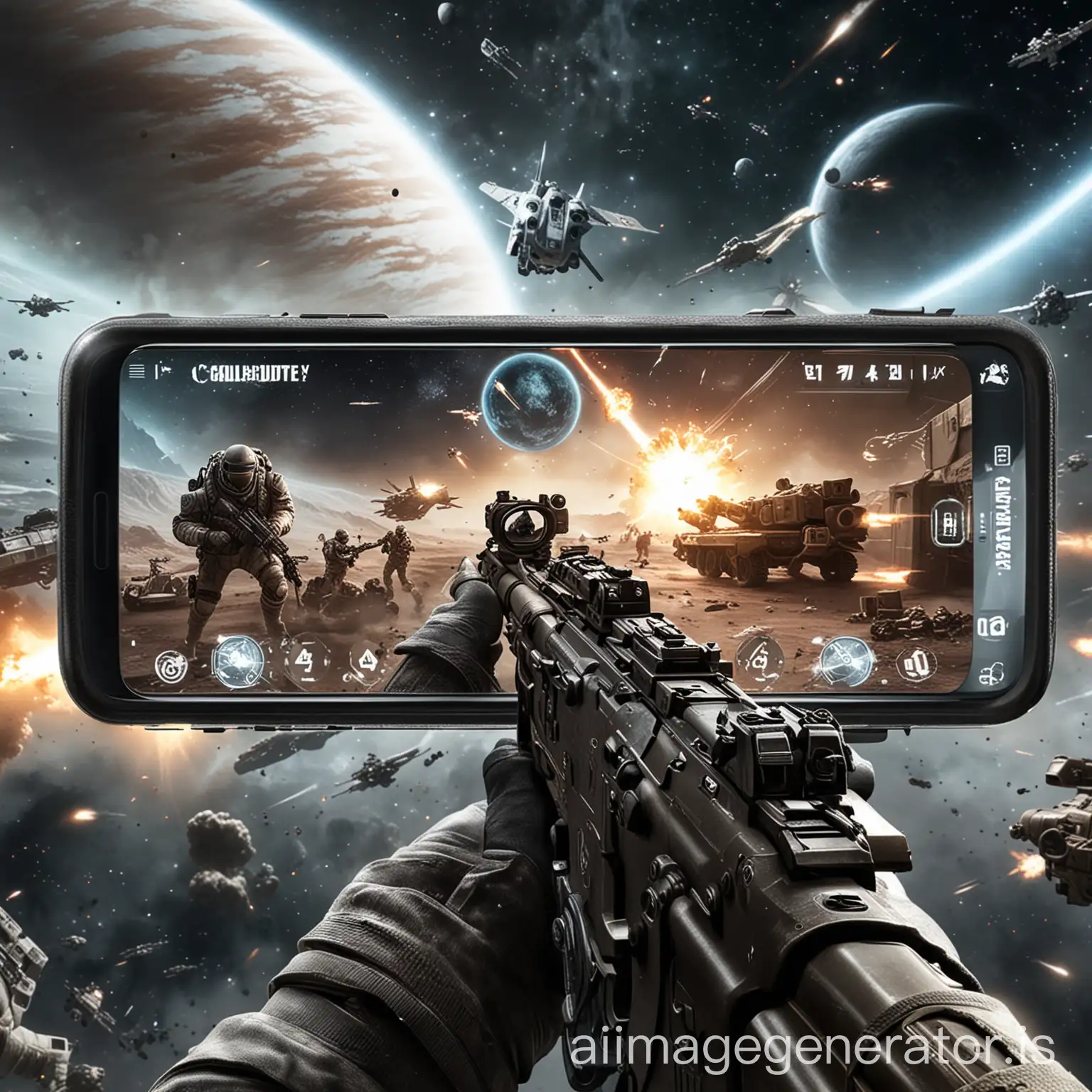 Mobile-Phone-Game-Play-with-Space-Background