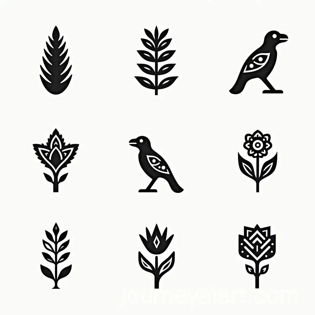 Minimalist-BlackandWhite-Icons-Inspired-by-Shuar-Culture-with-Traditional-Patterns