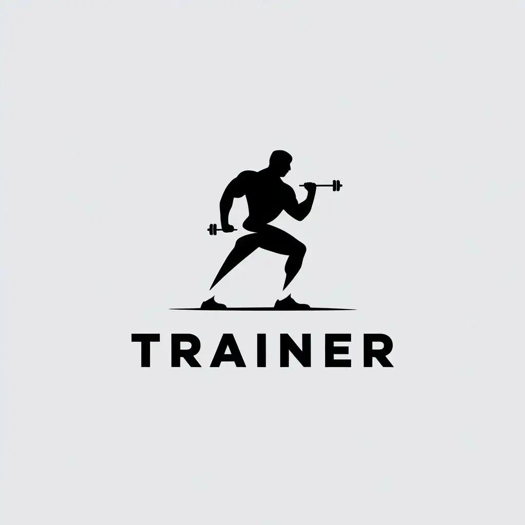 a vector logo design,with the text "Trainer", main symbol:fitness trainer,Minimalistic,be used in Sports Fitness industry,clear background