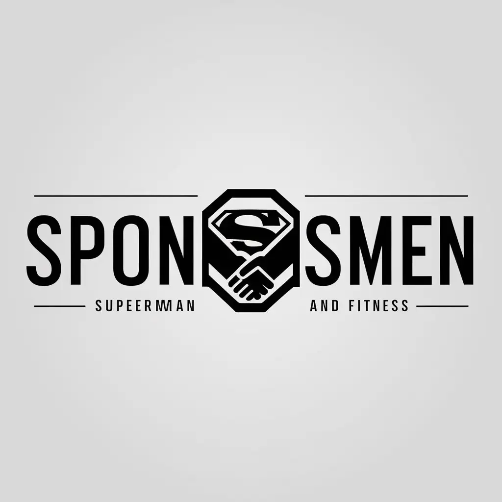 LOGO Design for Sponsorsmen Two People Shaking Hands with Superman Symbol for Sports Fitness Industry