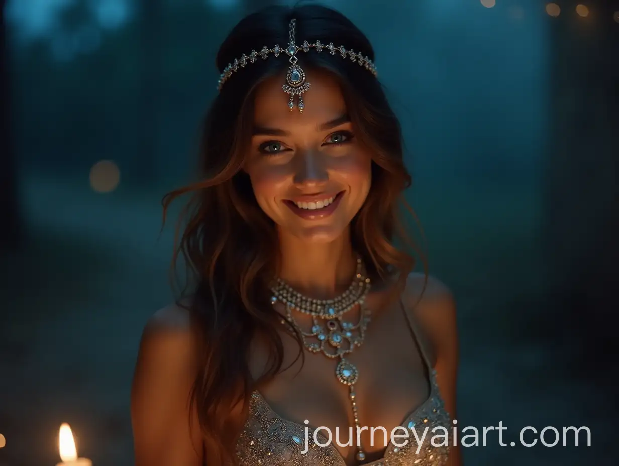 Beautiful-Young-Woman-in-Ornate-Belly-Dancing-Outfit-at-Night