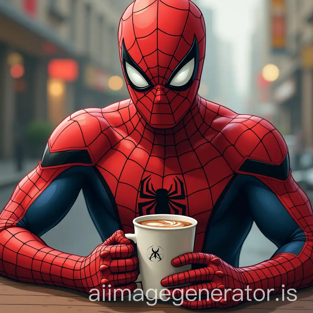 spider man Drink Coffee