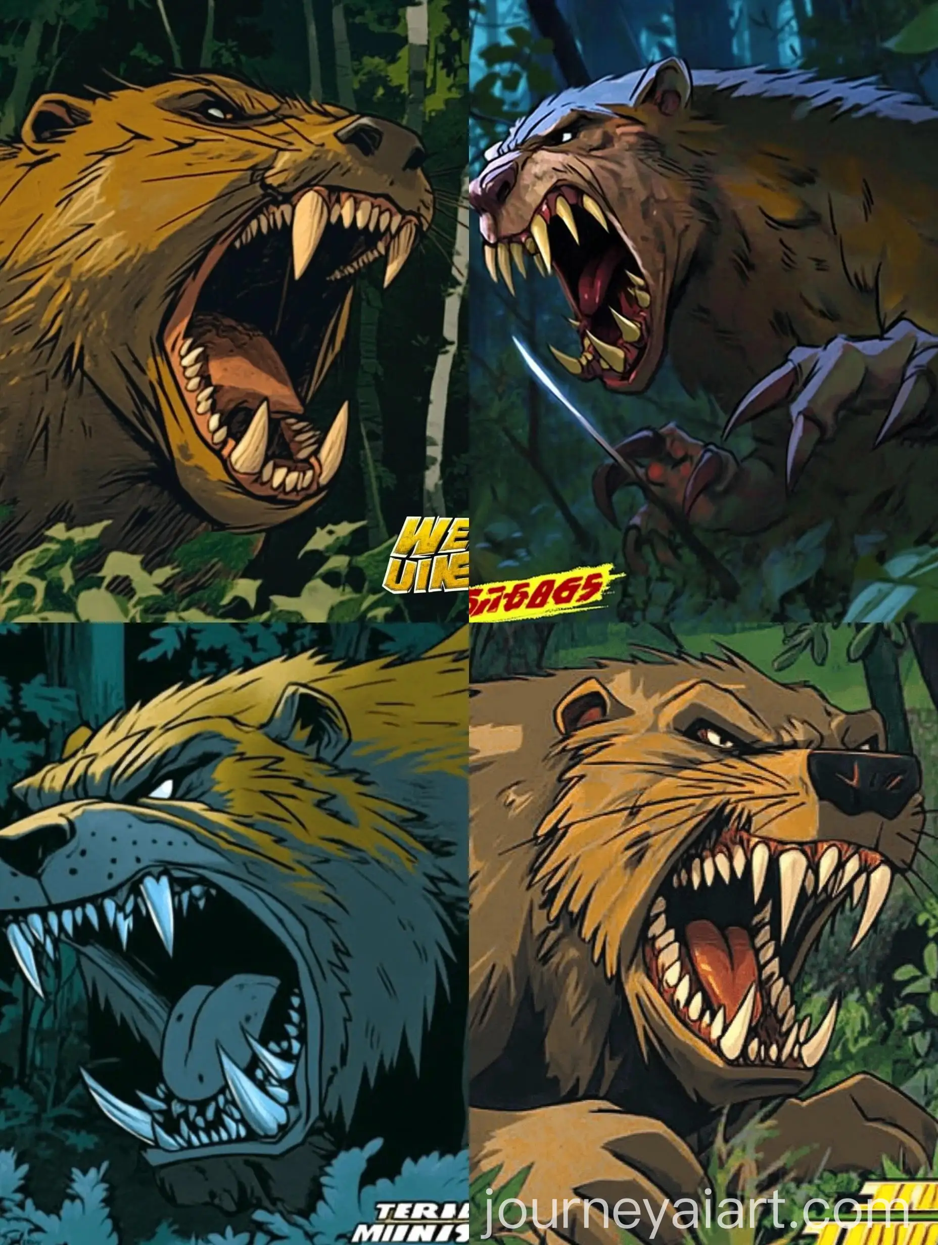 Mutated-Beaver-Sharpening-Teeth-in-Night-Park