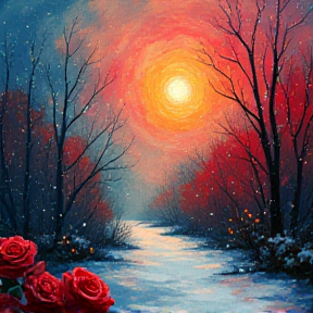 Roses on a Winter Night