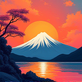 Sunrise Over Fuji