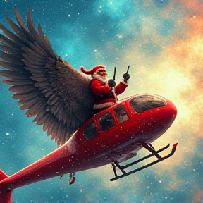 Santa Claus in a Helicopter