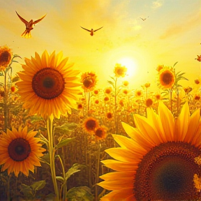 Sunflowers in the Sun