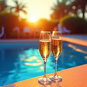 Sommer Champagner im Pool