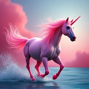 Pink Fluffy Unicorns Dancing on Water