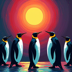 Penguins in the Moonlight