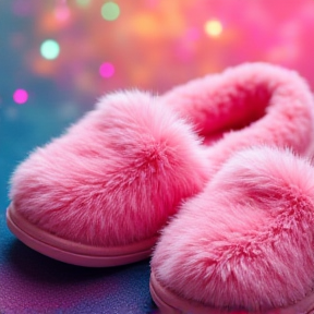 Pink fluffy slippers