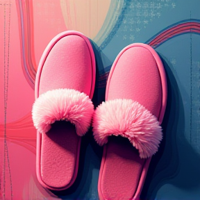 Pink fluffy slippers