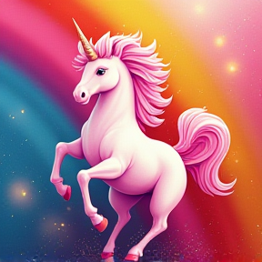 Pink fluffy unicorns dancing on rainbows.