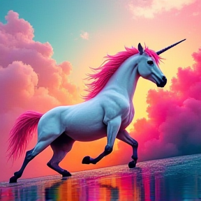 Pink fluffy unicorns dancing on rainbows.