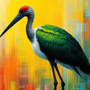 Yellow and green stork