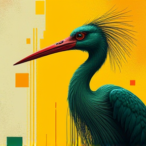 Yellow and green stork