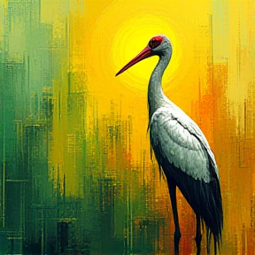 Yellow and green city stork