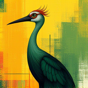 Yellow and green city stork