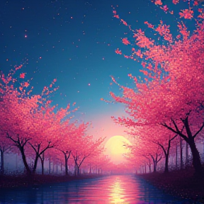 Night Lights and cherry blossoms