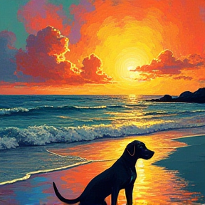 The dog on the beach