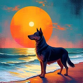 The dog on the beach