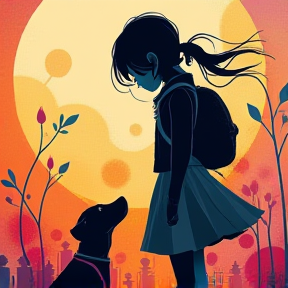 A girl and her dog