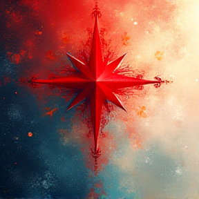 Red star over the white sky