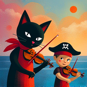 Cat and Toddler Pirate Friends