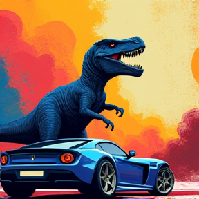 Dinosaur Rex and the Fast Blue Car