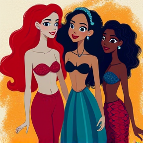 California Girls with Ariel, Moana, Jasmine, and Tiana