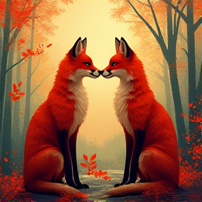 Two Red Fox Therians In The Autumn