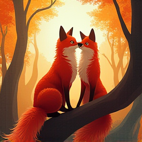 Two Red Fox Therians In The Autumn