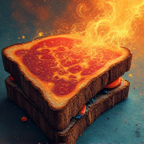 Sad Grilled Cheese in Flames