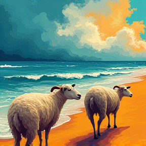 Moutons sur la plage