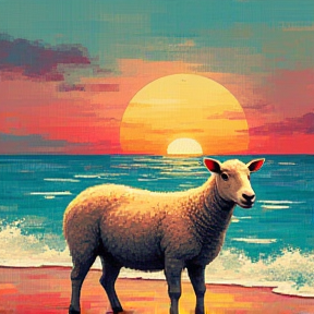 Moutons sur la plage