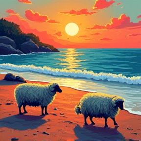 Les moutons sur la plage