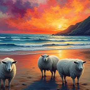 Les moutons sur la plage