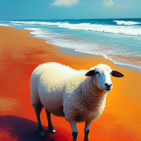 Les moutons sur la plage