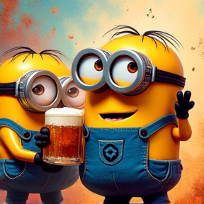 Minions mit Bier in der Hand und Einem Döner