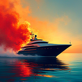 Yachts on fire