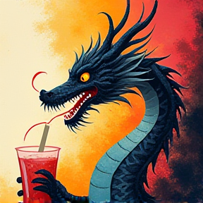 Broadway Dragons Drinking Boba Tea