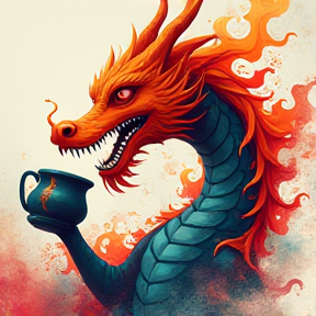 Dragon Drinking Tea